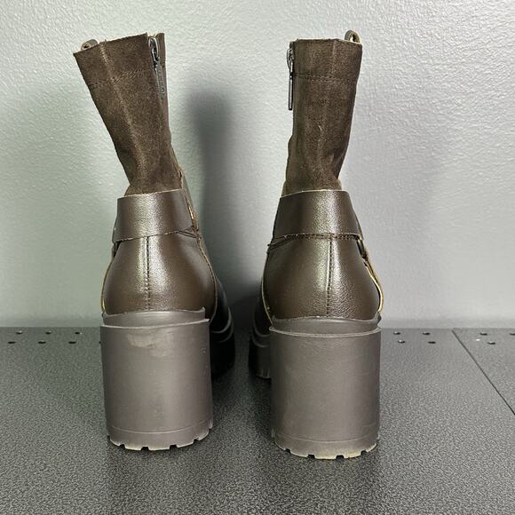 Blondo Rebel Leather Waterproof Boots Womens Size 7.5 Chunky Brown Biker Grunge - Picture 4 of 8